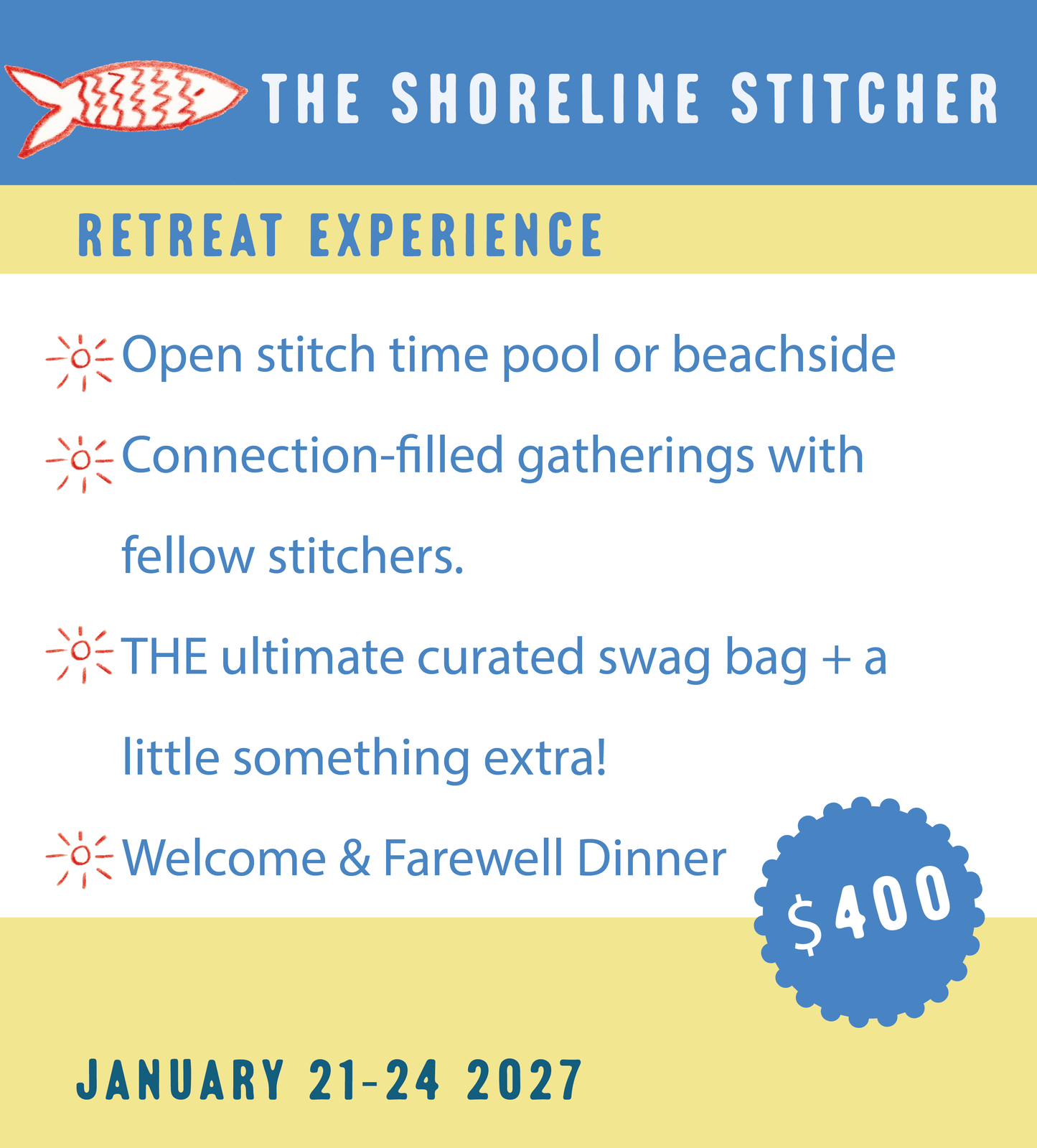 Needleworx Needlepoint Retreat Fee  |   Turks + Caicos JAN 21-24, 2027